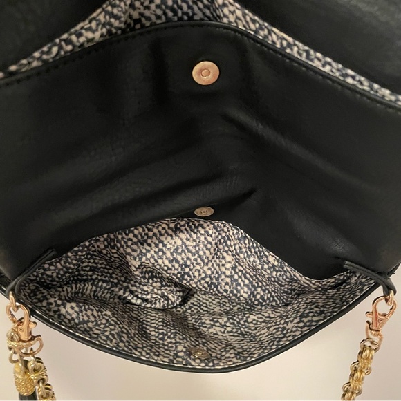 Urban Expressions Faux Leather Black Clutch with Gold Chain - Picture 7 of 12
